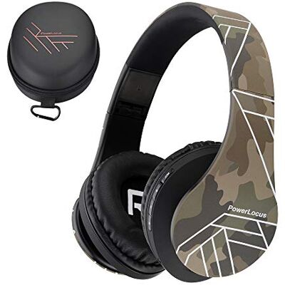 PowerLocus Casque Bluetooth Over Ear, sans fil Bluetooth 5.3, Hi-Fi stéréo sonore, sans fil avec microphone, pliable, micro SD/TF, FM Radio pour Voyage/Téléphone/PC/Bureau (Camouflage) PowerLocus Casque Bluetooth Over Ear, sans fil Bluetooth 5.3, Hi-Fi stéréo sonore, sans fil avec microphone, pliable, micro SD/TF, FM Radio pour Voyage/Téléphone/PC/Bureau (Camouflage)