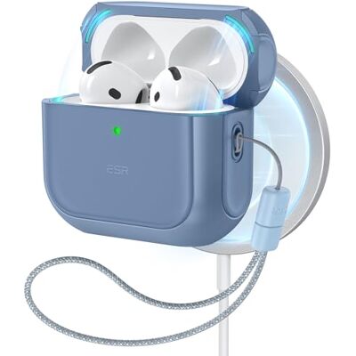 ESR Coque pour AirPods 4, compatible avec AirPods 4e génération (2024) (USB-C), compatible avec MagSafe, coque de protection contre les chutes avec cordon, verrouillage du couvercle magnétique, coque ESR Coque pour AirPods 4, compatible avec AirPods 4e génération (2024) (USB-C), compatible avec MagSafe, coque de protection contre les chutes avec cordon, verrouillage du couvercle magnétique, coque