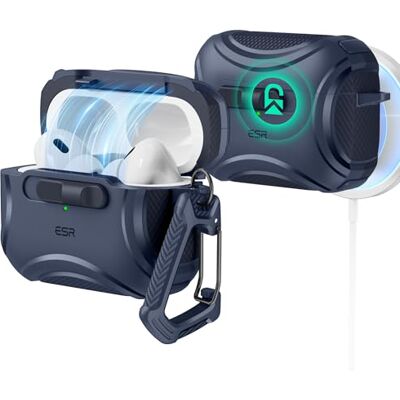 ESR Coque pour AirPods Pro 2 (2023/2022/2019, 2e/1ère génération), compatible avec AirPods Pro 2e génération (câble USB-C/Lightning), MagSafe sans effort, verrouillage anti-chute, ouverture facile ESR Coque pour AirPods Pro 2 (2023/2022/2019, 2e/1ère génération), compatible avec AirPods Pro 2e génération (câble USB-C/Lightning), MagSafe sans effort, verrouillage anti-chute, ouverture facile