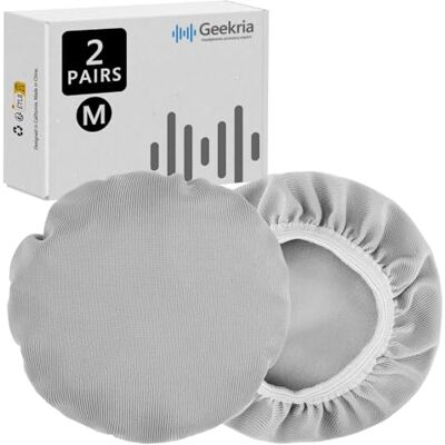 GEEKRIA Lot de 2 paires de housses de casque lavables en tissu souple pour écouteurs/protège-écouteurs/coussinets hygiéniques extensibles, convient aux coussinets supra-auriculaires de 8 à 11 cm GEEKRIA Lot de 2 paires de housses de casque lavables en tissu souple pour écouteurs/protège-écouteurs/coussinets hygiéniques extensibles, convient aux coussinets supra-auriculaires de 8 à 11 cm