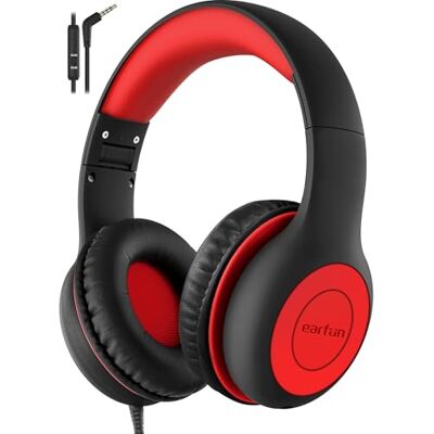 EarFun Casque pliable pour enfants, limiteur de volume 85/94 dB, fonction de partage, son stéréo, bandeau réglable, casque filaire pour enfants avec micro pour l'école, les voyages, le téléphone, noir EarFun Casque pliable pour enfants, limiteur de volume 85/94 dB, fonction de partage, son stéréo, bandeau réglable, casque filaire pour enfants avec micro pour l'école, les voyages, le téléphone, noir