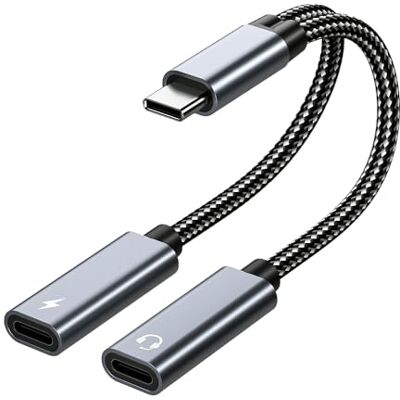 MMOBIEL Adaptateur Double USB-C Jack Casque et Chargeur par – 32 Bit/60W 2-in-1 Splitter USB-C vers USB Type C Mic Audio Adaptateur Charge Rapide pour iPhone 17 16 15, iPad Air/Pro, Galaxy S26 S25 S24 MMOBIEL Adaptateur Double USB-C Jack Casque et Chargeur par – 32 Bit/60W 2-in-1 Splitter USB-C vers USB Type C Mic Audio Adaptateur Charge Rapide pour iPhone 17 16 15, iPad Air/Pro, Galaxy S26 S25 S24