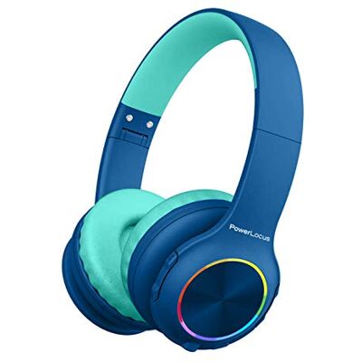 PowerLocus Casque Bluetooth Pliable sans Fil pour Enfant avec Lumières LED, HD Stéréo, USB-C Recharge Rapide, Micro intégré, SD Mode et Filaire pour iPhone/Tablettes/TV PowerLocus Casque Bluetooth Pliable sans Fil pour Enfant avec Lumières LED, HD Stéréo, USB-C Recharge Rapide, Micro intégré, SD Mode et Filaire pour iPhone/Tablettes/TV