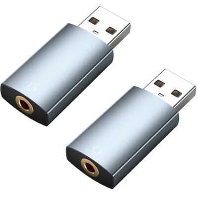 MMOBIEL Lot de 2 adaptateurs USB vers stéréo auxiliaire 3,5 mm – Carte son externe USB-A MMOBIEL Lot de 2 adaptateurs USB vers stéréo auxiliaire 3,5 mm – Carte son externe USB-A