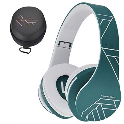 PowerLocus Casque Bluetooth supra-auriculaire stéréo pliable sans fil et filaire avec micro intégré, micro SD/TF, FM pour iPhone/Samsung/iPad/PC (bleu océan/blanc) PowerLocus Casque Bluetooth supra-auriculaire stéréo pliable sans fil et filaire avec micro intégré, micro SD/TF, FM pour iPhone/Samsung/iPad/PC (bleu océan/blanc)