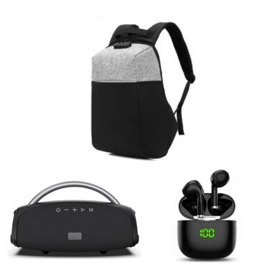 Blaupunkt Pack Easy Outdoor Trio : haut-parleur Bluetooth BLP3727/26 + sac à dos rigide connecté BLP0350/26 + écouteurs Bluetooth sans fil BLP4899/26 avec étui et écran LED Blaupunkt Pack Easy Outdoor Trio : haut-parleur Bluetooth BLP3727/26 + sac à dos rigide connecté BLP0350/26 + écouteurs Bluetooth sans fil BLP4899/26 avec étui et écran LED