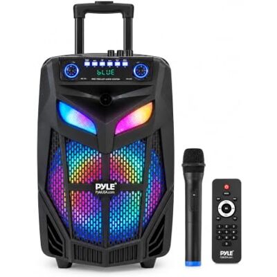 Pyle Enceinte Bluetooth Portable 800 W – Party Speaker avec Subwoofer 30 cm, Micro Sans Fil, LED, Batterie Intégrée, Roulettes et Poignée, pour Karaoké, Fêtes et Extérieur Pyle Enceinte Bluetooth Portable 800 W – Party Speaker avec Subwoofer 30 cm, Micro Sans Fil, LED, Batterie Intégrée, Roulettes et Poignée, pour Karaoké, Fêtes et Extérieur