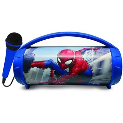 Lexibook Spider-Man BTP585SPZLXB Haut-parleur karaoké Bleu Stéréo, micro, ports USB et SD, rechargeable, poignée Lexibook Spider-Man BTP585SPZLXB Haut-parleur karaoké Bleu Stéréo, micro, ports USB et SD, rechargeable, poignée