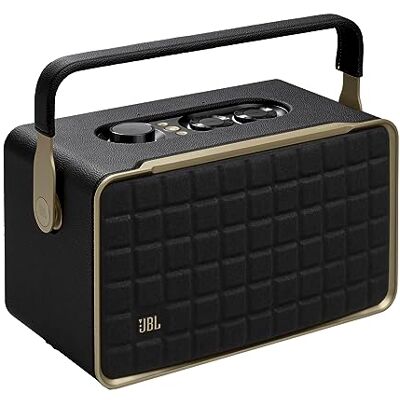JBL Authentics 300 Enceinte intelligente connectée portable avec Wi-Fi, Bluetooth et assistants vocaux, design rétro, noire, Prise britannique (Type G) JBL Authentics 300 Enceinte intelligente connectée portable avec Wi-Fi, Bluetooth et assistants vocaux, design rétro, noire, Prise britannique (Type G)