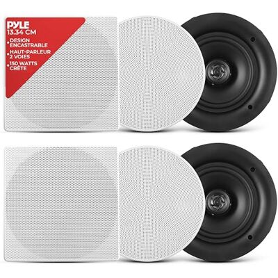 Pyle Enceintes 13,3 cm Système d'Enceinte Plafond et Murale Woofer 2 Voies- Tweeter en Polymère de 1,27 cm Montage Encastré Haut Parleur Encastrable Plafond Pyle Enceintes 13,3 cm Système d'Enceinte Plafond et Murale Woofer 2 Voies- Tweeter en Polymère de 1,27 cm Montage Encastré Haut Parleur Encastrable Plafond