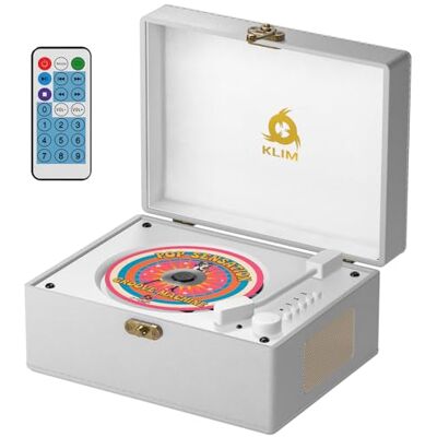KLIM Lecteur CD rétro – Lecteur CD de style vintage avec haut-parleurs, récepteur Bluetooth, AUX, USB, batterie rechargeable, aspect mini tourne-disque, petite boîte à musique CD mignonne pour KLIM Lecteur CD rétro – Lecteur CD de style vintage avec haut-parleurs, récepteur Bluetooth, AUX, USB, batterie rechargeable, aspect mini tourne-disque, petite boîte à musique CD mignonne pour
