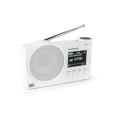 Thomson Radio Dab+, FM, 60 stations prédéfinies possibles, rechargeable ou de courant, réveil, haut-parleur Bluetooth RT400DABBT, câble de charge USB-C (blanc) Thomson Radio Dab+, FM, 60 stations prédéfinies possibles, rechargeable ou de courant, réveil, haut-parleur Bluetooth RT400DABBT, câble de charge USB-C (blanc)