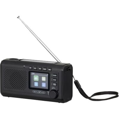 Reflexion Radio SOS avec DAB+, FM, Bluetooth 5.3, manivelle, solaire et DAB+, FM et Bluetooth 5.3 Avec batterie de 4500 mAh, jusqu'à 25 heures. Lecture, manivelle, solaire, batterie externe Reflexion Radio SOS avec DAB+, FM, Bluetooth 5.3, manivelle, solaire et DAB+, FM et Bluetooth 5.3 Avec batterie de 4500 mAh, jusqu'à 25 heures. Lecture, manivelle, solaire, batterie externe