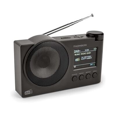 Thomson Radio Dab+,FM, 60stations préréglés Possible,Rechargeable ou Secteur, reveil, Enceinte Bluetooth RT400DABBTBK (Noire),Cable de Charge USB c Thomson Radio Dab+,FM, 60stations préréglés Possible,Rechargeable ou Secteur, reveil, Enceinte Bluetooth RT400DABBTBK (Noire),Cable de Charge USB c