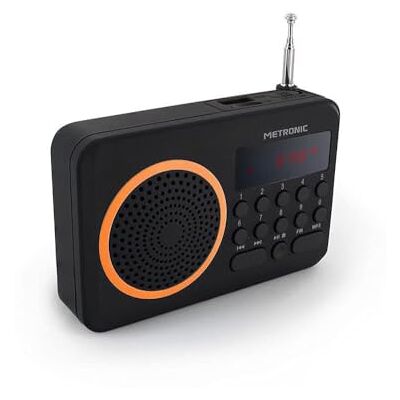 Metronic 477204 Radio Portable FM Compact avec Port USB + Lecteur Carte Micro SD Noir et Orange Metronic 477204 Radio Portable FM Compact avec Port USB + Lecteur Carte Micro SD Noir et Orange