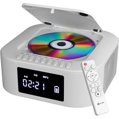 KLIM Boombox E1 + Poste Radio CD Portable + Extra BASS avec Subwoofer + Radio FM, CD, Bluetooth, USB, Bluetooth, MP3 + Mode filaire et sans fil avec Piles Rechargeables + Télécommande Blanc KLIM Boombox E1 + Poste Radio CD Portable + Extra BASS avec Subwoofer + Radio FM, CD, Bluetooth, USB, Bluetooth, MP3 + Mode filaire et sans fil avec Piles Rechargeables + Télécommande Blanc