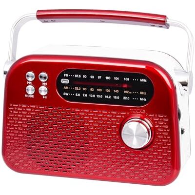 Trevi RDA 70 BR Radio portable sans fil multibande FM AM SW avec USB, micro SD, MP3 et batterie rechargeable au lithium, compact, polyvalent et idéal pour les voyages, rouge Trevi RDA 70 BR Radio portable sans fil multibande FM AM SW avec USB, micro SD, MP3 et batterie rechargeable au lithium, compact, polyvalent et idéal pour les voyages, rouge