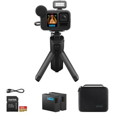 GoPro HERO13 Black Creator Edition Caméra d'action – Comprend Volta (poignée de batterie, trépied, télécommande), média et lumière Mod avec batterie Li-Ion Enduro supplémentaire et carte mémoire GoPro HERO13 Black Creator Edition Caméra d'action – Comprend Volta (poignée de batterie, trépied, télécommande), média et lumière Mod avec batterie Li-Ion Enduro supplémentaire et carte mémoire