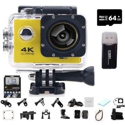 HOLVA Roamix Vision Caméra d'action 4K, caméscope WiFi ultra grand angle de 170° amélioré 2026, caméras vidéo de sport d'extérieur étanches pour les amateurs de photographie et de plongée (jaune, 64 G HOLVA Roamix Vision Caméra d'action 4K, caméscope WiFi ultra grand angle de 170° amélioré 2026, caméras vidéo de sport d'extérieur étanches pour les amateurs de photographie et de plongée (jaune, 64 G