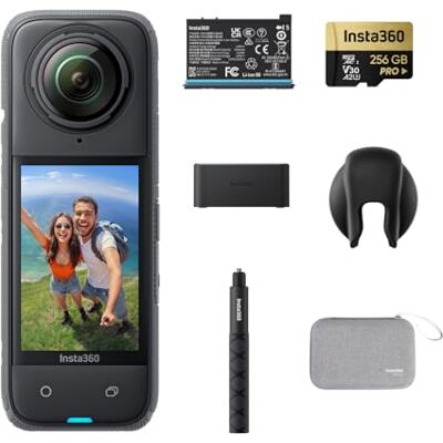 Insta360 X4 Pack Endurance Action Cam 360° 8K Étanche Vidéo Grand Angle 4K Selfie Stick Invisible Protections Lentilles Amovibles, Autonomie Batterie 135 min, Editing IA, Stabilisation Insta360 X4 Pack Endurance Action Cam 360° 8K Étanche Vidéo Grand Angle 4K Selfie Stick Invisible Protections Lentilles Amovibles, Autonomie Batterie 135 min, Editing IA, Stabilisation