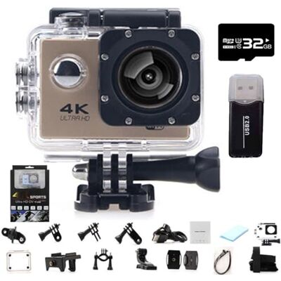 HOLVA Roamix Vision Caméra d'action 4K, caméscope WiFi ultra grand angle de 170° amélioré 2026, caméras vidéo de sport d'extérieur étanches pour les amateurs de photographie et de plongée (or, 32 G) HOLVA Roamix Vision Caméra d'action 4K, caméscope WiFi ultra grand angle de 170° amélioré 2026, caméras vidéo de sport d'extérieur étanches pour les amateurs de photographie et de plongée (or, 32 G)