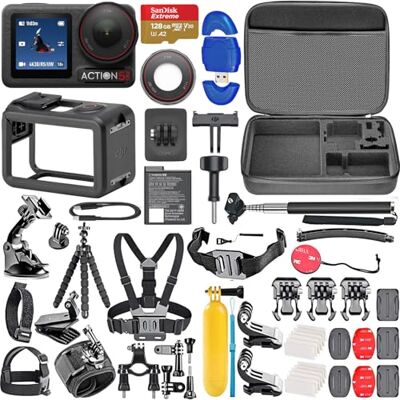 DJI Osmo Action 5 Pro Standard Combo Caméra d'action étanche avec vidéo 4K/120 fps, stabilisation 40 MP, carte mémoire 128 Go, lecteur de cartes haute vitesse + kit d'accessoires 50 pièces DJI Osmo Action 5 Pro Standard Combo Caméra d'action étanche avec vidéo 4K/120 fps, stabilisation 40 MP, carte mémoire 128 Go, lecteur de cartes haute vitesse + kit d'accessoires 50 pièces