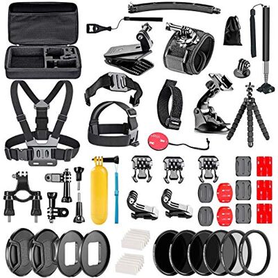Navitech 60-en-1 kit D'accessoires pour Caméras d'action Compatible avec Le Dragon Touch Vision 3 4K WiFi Sports Action Camera Navitech 60-en-1 kit D'accessoires pour Caméras d'action Compatible avec Le Dragon Touch Vision 3 4K WiFi Sports Action Camera