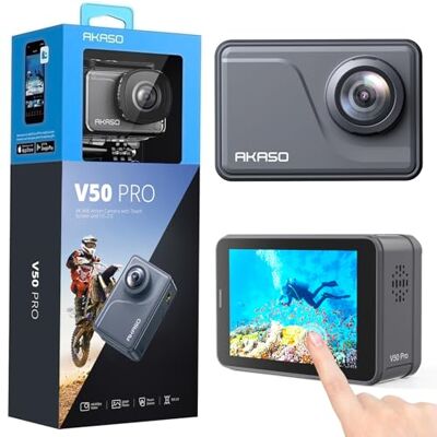 AKASO V50 Pro Camera Sport 4K 30fps 20MP WiFi Camera 4k Étanche Ultra HD Stabilisateur EIS avec Télécommande Écran Tactile Grand Angle Réglable Caméra Sport sous-Marine 40M et Kit d'Accessoires AKASO V50 Pro Camera Sport 4K 30fps 20MP WiFi Camera 4k Étanche Ultra HD Stabilisateur EIS avec Télécommande Écran Tactile Grand Angle Réglable Caméra Sport sous-Marine 40M et Kit d'Accessoires