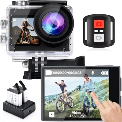 icefox Action Cam 4K Caméra Sport sous-marine étanche 40 m Ultra HD 20 MP Caméra 170 degrés Ultra grand angle WiFi Caméscope EIS Stabilisation avec double batterie 1350 mAh icefox Action Cam 4K Caméra Sport sous-marine étanche 40 m Ultra HD 20 MP Caméra 170 degrés Ultra grand angle WiFi Caméscope EIS Stabilisation avec double batterie 1350 mAh