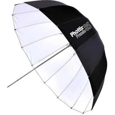 Phottix Parapluie réfléchissant Premio 83,8 cm – Intérieur blanc et extérieur noir (PH85377) Phottix Parapluie réfléchissant Premio 83,8 cm – Intérieur blanc et extérieur noir (PH85377)