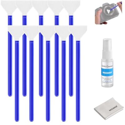 NEEWER HM-46 Kit de nettoyage 12 en 1 pour objectif d'appareil photo reflex numérique, électronique, smartphone, tablette, 10 tampons de nettoyage pour capteur plein format 24 mm + 1 spray nettoyant + NEEWER HM-46 Kit de nettoyage 12 en 1 pour objectif d'appareil photo reflex numérique, électronique, smartphone, tablette, 10 tampons de nettoyage pour capteur plein format 24 mm + 1 spray nettoyant +
