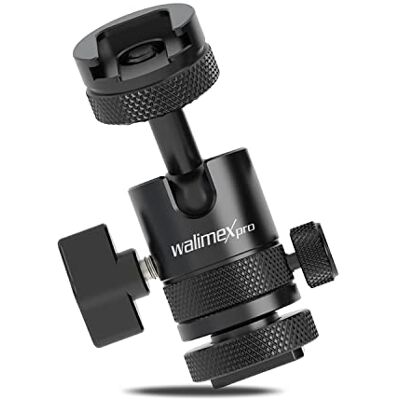 Walimex Pro Mini tête sphérique avec griffe de flash et raccord 1/4" I orientable des deux côtés à 180° I pour appareils photo, trépieds, microphones, LED I Tête de trépied simple Shoe en aluminium I Walimex Pro Mini tête sphérique avec griffe de flash et raccord 1/4" I orientable des deux côtés à 180° I pour appareils photo, trépieds, microphones, LED I Tête de trépied simple Shoe en aluminium I