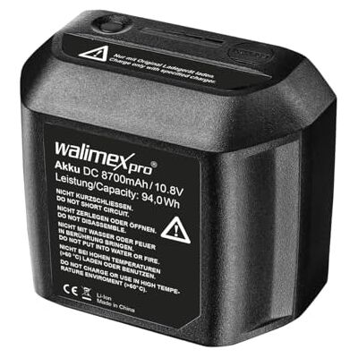Walimex Pro Batterie 8700 mAh 10,8 V pour série 2 Go, batterie de rechange pour flash de studio sans fil Flash2Go et lampe vidéo LED2Go Walimex Pro Batterie 8700 mAh 10,8 V pour série 2 Go, batterie de rechange pour flash de studio sans fil Flash2Go et lampe vidéo LED2Go