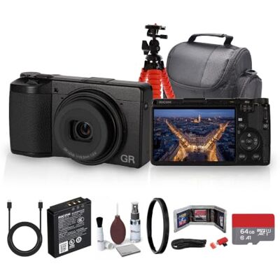 Ricoh GR IV HDF Appareil photo numérique avec objectif Fast f2.8, stabilisation d'image et portable pour photographie quotidienne et voyage + carte 64 Go + sac + trépied + kit de nettoyage + plus Ricoh GR IV HDF Appareil photo numérique avec objectif Fast f2.8, stabilisation d'image et portable pour photographie quotidienne et voyage + carte 64 Go + sac + trépied + kit de nettoyage + plus