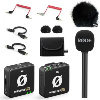RØDE Rode Kit de microphone sans fil ME + adaptateur de poignée interview GO + protection contre le vent Keepdrum BK RØDE Rode Kit de microphone sans fil ME + adaptateur de poignée interview GO + protection contre le vent Keepdrum BK