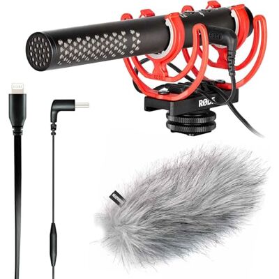 RØDE Rode Videomic NTG Broadcast Microphone pour appareil photo + câble de raccordement SC15 USB-C vers Light-ning + protection contre le vent en fourrure Keepdrum RØDE Rode Videomic NTG Broadcast Microphone pour appareil photo + câble de raccordement SC15 USB-C vers Light-ning + protection contre le vent en fourrure Keepdrum