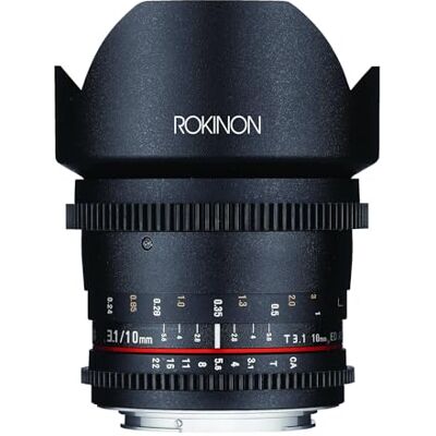 Rokinon DS10M-N Objectif grand angle Cine T3.1 pour appareil photo reflex numérique Nikon 10 mm Rokinon DS10M-N Objectif grand angle Cine T3.1 pour appareil photo reflex numérique Nikon 10 mm