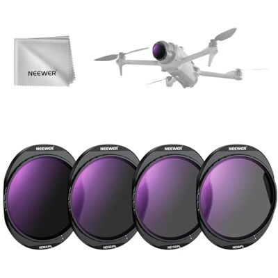 NEEWER Set de filtres ND compatible avec DJI Mavic 4 Pro (4pcs), ND8/PL + ND16/PL + ND32/PL + ND64/PL, filtre à densité neutre à vis en verre optique HD multicouche pour objectif drone avec étui NEEWER Set de filtres ND compatible avec DJI Mavic 4 Pro (4pcs), ND8/PL + ND16/PL + ND32/PL + ND64/PL, filtre à densité neutre à vis en verre optique HD multicouche pour objectif drone avec étui