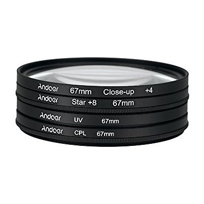 Andoer 67mm UV+CPL+Close-Up+4 +Star 8-Point Filtre Circulaire Kit Filtre Polariseur Andoer 67mm UV+CPL+Close-Up+4 +Star 8-Point Filtre Circulaire Kit Filtre Polariseur