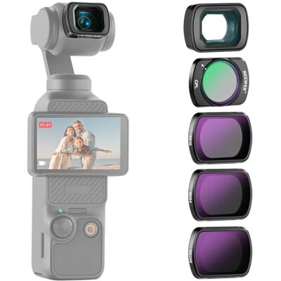 NEEWER Lot 4 filtres ND + objectif grand angle 0,75x (108°) pour DJI Osmo Pocket 4 & 3 : ND16 ND64 ND256 CPL, FL-B08 NEEWER Lot 4 filtres ND + objectif grand angle 0,75x (108°) pour DJI Osmo Pocket 4 & 3 : ND16 ND64 ND256 CPL, FL-B08