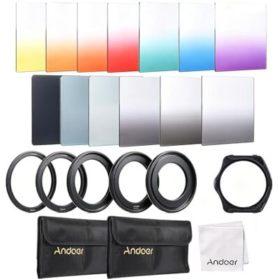 Andoer 13pcs carré Dégradé Filtre Couleur Bundle Kit pour Cokin P Series avec Porte-Filtre + Bague d'adaptation (52mm / 58mm / 62mm / 67mm / 72mm) + Chiffon de Nettoyage + Sac de Rangement Andoer 13pcs carré Dégradé Filtre Couleur Bundle Kit pour Cokin P Series avec Porte-Filtre + Bague d'adaptation (52mm / 58mm / 62mm / 67mm / 72mm) + Chiffon de Nettoyage + Sac de Rangement