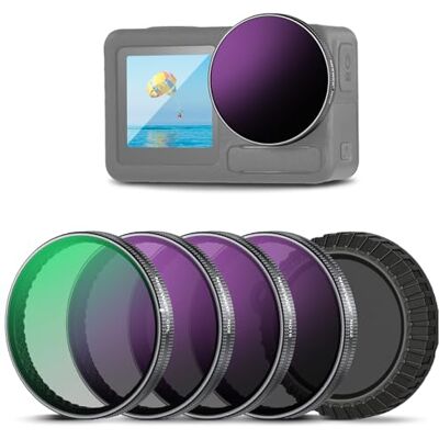 NEEWER Lot de 4 filtres ND compatibles avec DJI Osmo Action 5 Pro/4/3 (lot de 4), ND8/16/32 CPL Filtre polarisant circulaire à densité neutre à clipser pour caméra d'action avec capuchon d'objectif NEEWER Lot de 4 filtres ND compatibles avec DJI Osmo Action 5 Pro/4/3 (lot de 4), ND8/16/32 CPL Filtre polarisant circulaire à densité neutre à clipser pour caméra d'action avec capuchon d'objectif