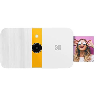 Kodak Smile Appareil photo numérique à impression instantanée Caméra coulissante 10 MP avec imprimante ZINK 2x3, écran, mise au point fixe, flash automatique et retouche photo Blanc/jaune Kodak Smile Appareil photo numérique à impression instantanée Caméra coulissante 10 MP avec imprimante ZINK 2x3, écran, mise au point fixe, flash automatique et retouche photo Blanc/jaune