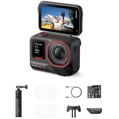 Insta360 Ace Pro 2 Starter Bundle – Caméra d'action étanche 8K co-conçue avec Leica, capteur 1/1,3", deux puces AI, faible luminosité supérieure, écran rabattable de 6,3 cm pour vlogging, voyage et Insta360 Ace Pro 2 Starter Bundle – Caméra d'action étanche 8K co-conçue avec Leica, capteur 1/1,3", deux puces AI, faible luminosité supérieure, écran rabattable de 6,3 cm pour vlogging, voyage et