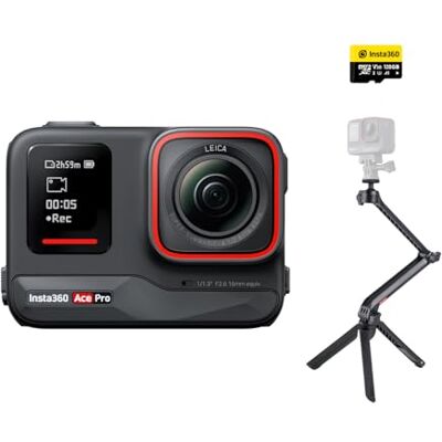 Insta360 Ace Pro Creator Kit Caméra d'action étanche, développée avec Leica, capteur 1/1,3" et réduction du bruit AI pour la meilleure qualité d'image, 4K120 fps, écran pliable de 2,4 Insta360 Ace Pro Creator Kit Caméra d'action étanche, développée avec Leica, capteur 1/1,3" et réduction du bruit AI pour la meilleure qualité d'image, 4K120 fps, écran pliable de 2,4