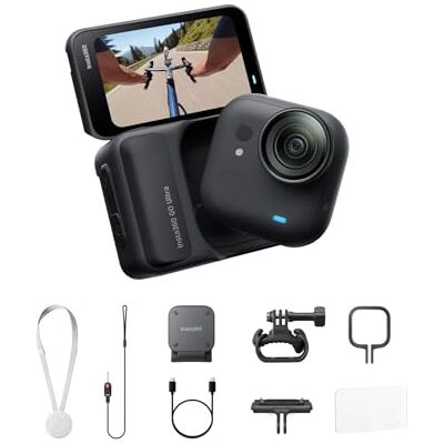 Insta360 GO Ultra Pack Midnight Black Cyclisme Caméra Mains Libres 4K, Ultra Léger et Portable, Stabilisation FlowState, Faible Performance, Autonomie de la Batterie 200Min, Caméra Vélo Insta360 GO Ultra Pack Midnight Black Cyclisme Caméra Mains Libres 4K, Ultra Léger et Portable, Stabilisation FlowState, Faible Performance, Autonomie de la Batterie 200Min, Caméra Vélo