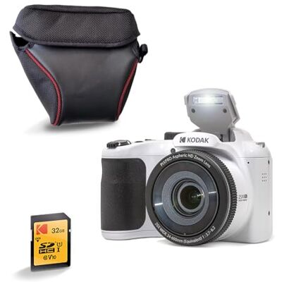 Kodak Pixpro AZ255 Appareil Photo Bridge 16 MP avec Zoom Optique 25x + Étui de Protection + Carte SD 32 Go – Vidéo Full HD 1080p, Grand Angle 24 mm, Stabilisateur, Écran LCD 3" – Blanc Kodak Pixpro AZ255 Appareil Photo Bridge 16 MP avec Zoom Optique 25x + Étui de Protection + Carte SD 32 Go – Vidéo Full HD 1080p, Grand Angle 24 mm, Stabilisateur, Écran LCD 3" – Blanc