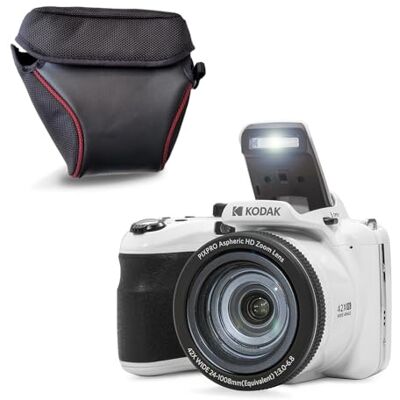 Kodak Pixpro AZ425 Appareil Photo Bridge 20 MP avec Zoom Optique 42x + Étui de Protection – Vidéo Full HD 1080p, Grand Angle 24 mm, Stabilisateur, Écran LCD 3" – Blanc Kodak Pixpro AZ425 Appareil Photo Bridge 20 MP avec Zoom Optique 42x + Étui de Protection – Vidéo Full HD 1080p, Grand Angle 24 mm, Stabilisateur, Écran LCD 3" – Blanc