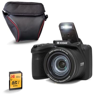 Kodak Pixpro AZ405 Appareil Photo Bridge 20MP – Zoom Optique 40X, Grand Angle 24mm, Vidéo Full HD 1080p, Stabilisation OIS, Écran LCD 3", SD 32GB + Housse, Piles AA – Noir Kodak Pixpro AZ405 Appareil Photo Bridge 20MP – Zoom Optique 40X, Grand Angle 24mm, Vidéo Full HD 1080p, Stabilisation OIS, Écran LCD 3", SD 32GB + Housse, Piles AA – Noir