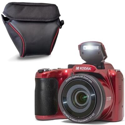 Kodak Pixpro AZ255 Appareil Photo Bridge 16 MP, Zoom Optique 25x, Full HD 1080p, Grand Angle 24 mm, Stabilisateur, Écran LCD 3", Étui Inclus – Idéal pour Voyages – Rouge Kodak Pixpro AZ255 Appareil Photo Bridge 16 MP, Zoom Optique 25x, Full HD 1080p, Grand Angle 24 mm, Stabilisateur, Écran LCD 3", Étui Inclus – Idéal pour Voyages – Rouge